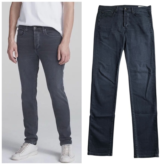 Rag & Bone Jeans Mens 33 Black Denim Button Fly Extra Slim Fit 1 Anthropologie - Picture 1 of 9